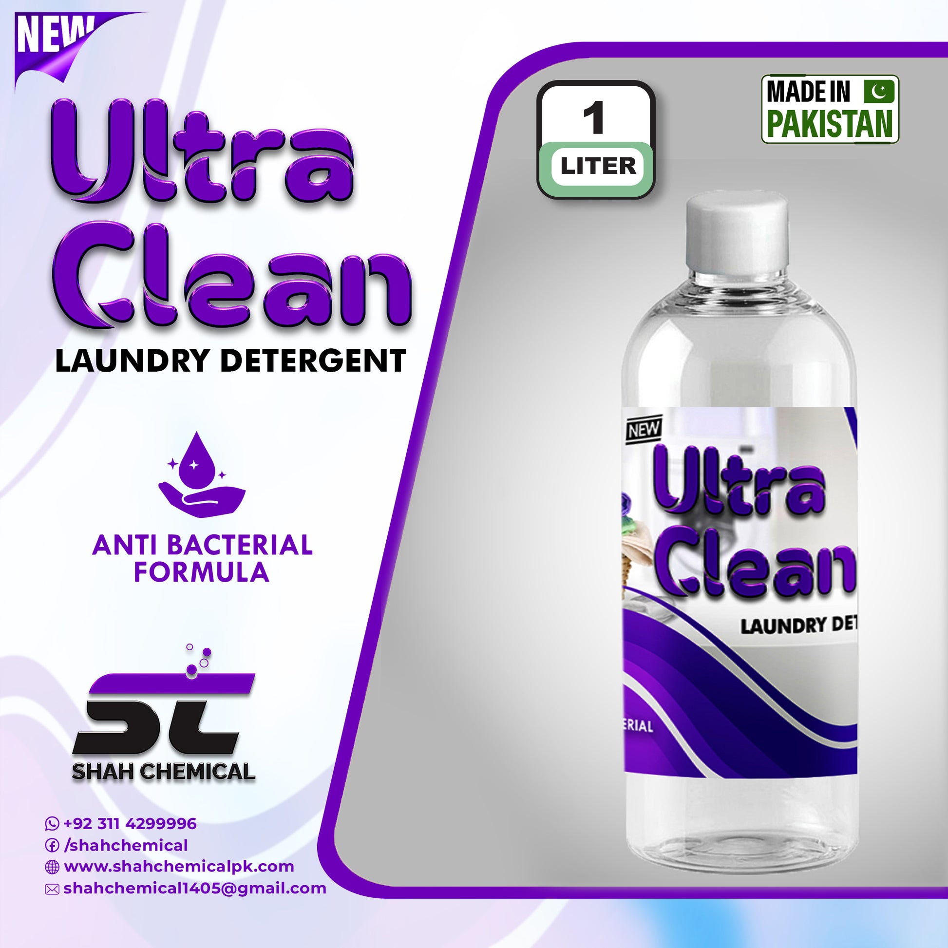 SHAH CHEMICALS Ultra Clean Liquid Laundry Detergent - 1 litre SHAH CHEMICALS 