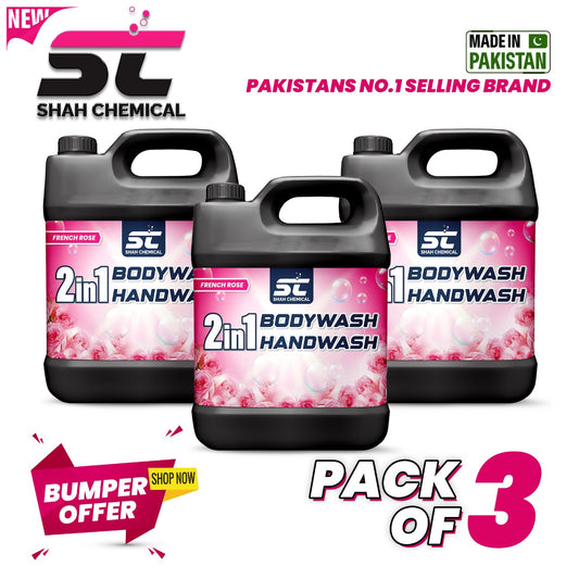 2 in 1 Bodywash and handwash ( french rose ) pack of 3 - 4 litre