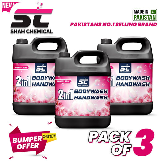 2 in 1 Bodywash And Handwash ( french rose ) Pack Of 3 - 4 Litre