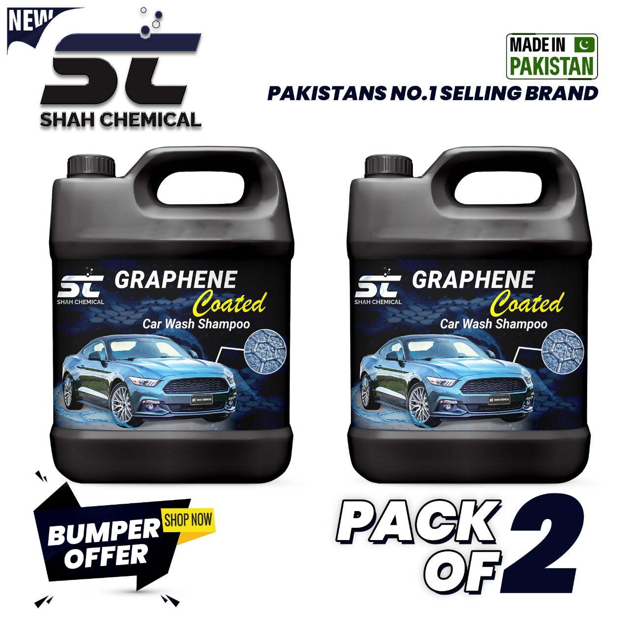 SHAH CHEMICALS Pack of 2 Graphene Coated Car Wash Shampoo - 4 litre SHAH CHEMICALS 