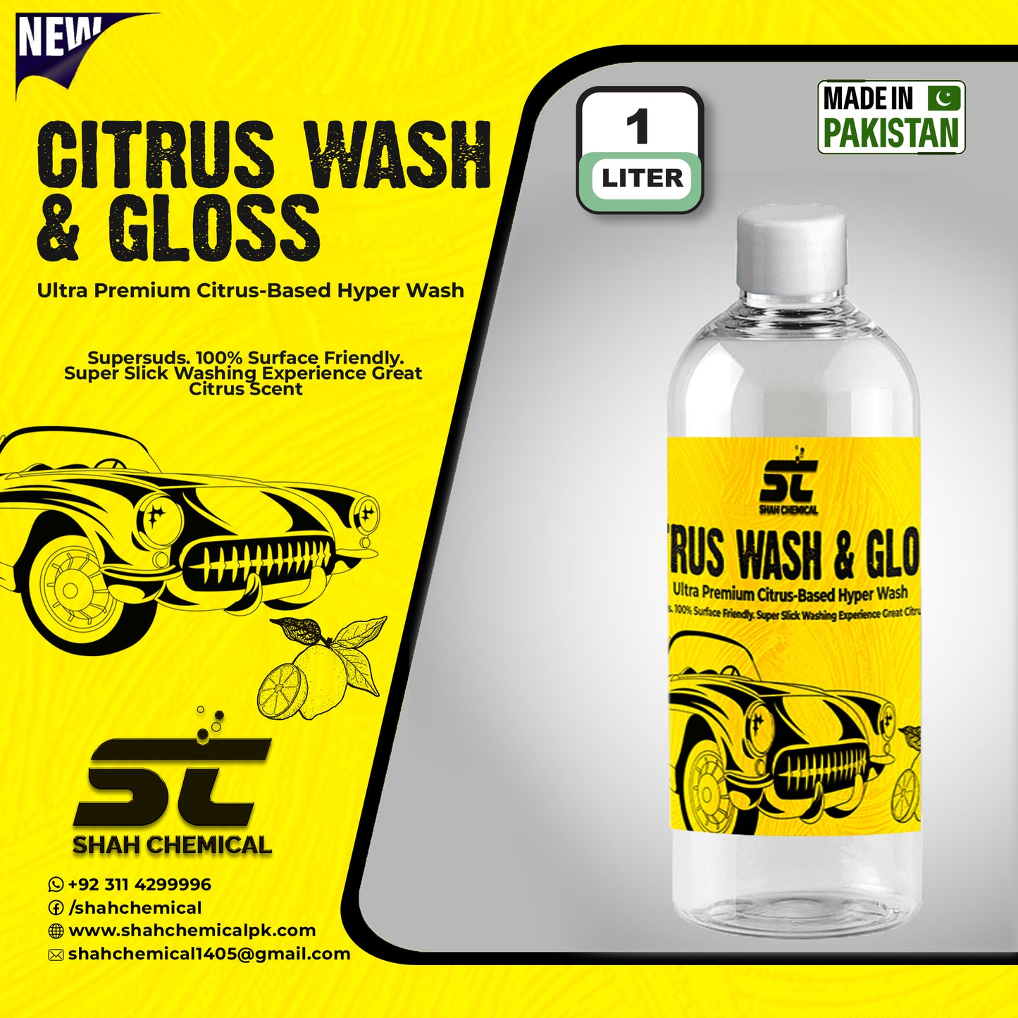 Citrus car wash & wax shampoo