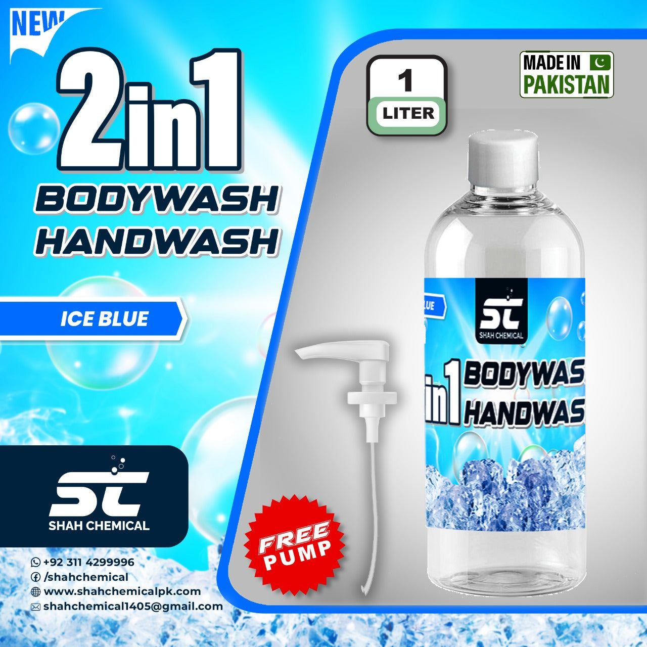 2 in 1 Bodywash And Handwash ( ice blue ) - 1 Litre