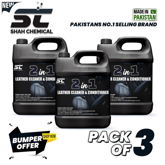 SHAH CHEMICALS Pack of 3 Leather Cleaner and Conditioner 2 in 1 - 4 litre SHAH CHEMICALS 