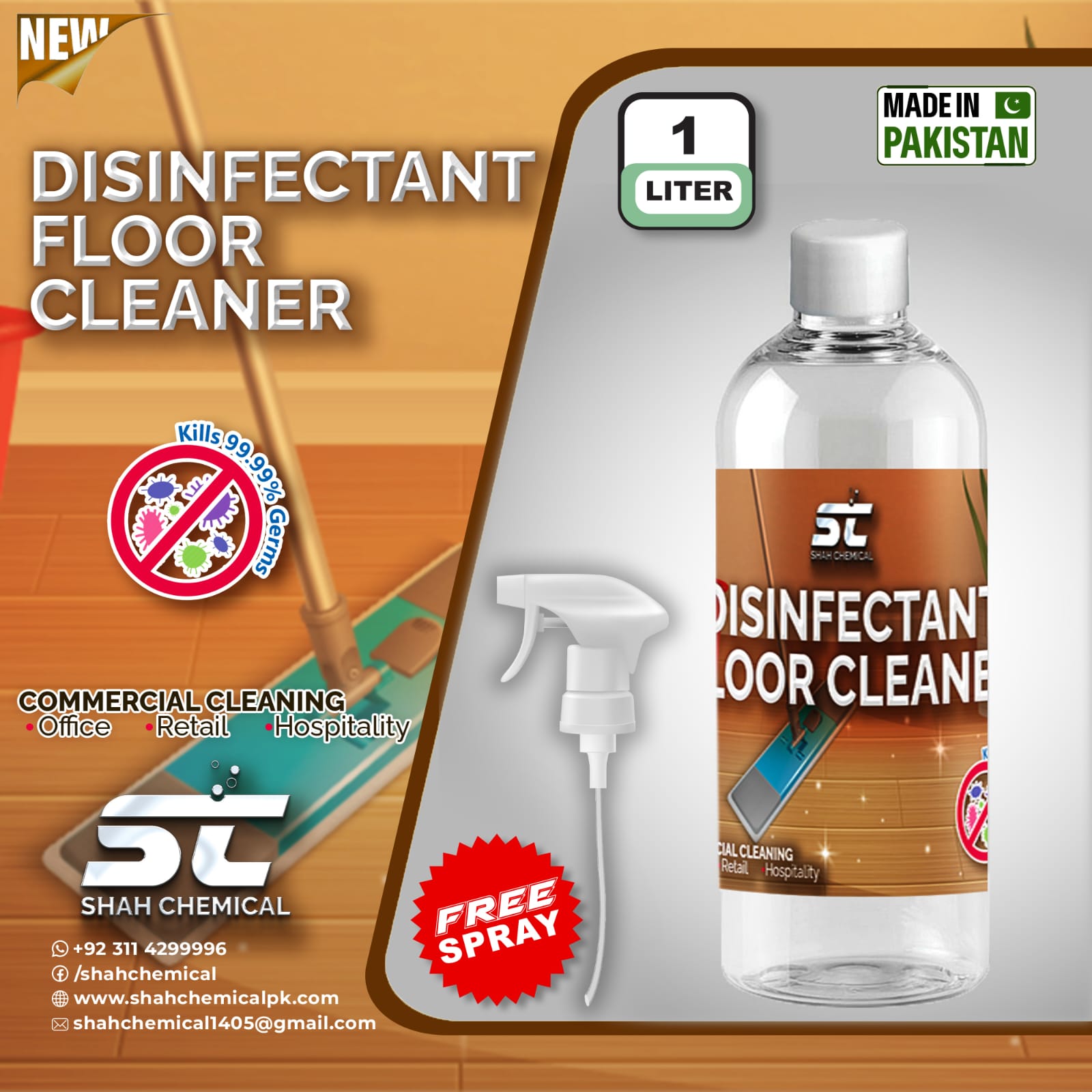 SHAH CHEMICALS Disinfectant Floor & Multi Purpose Cleaner - 1 litre SHAH CHEMICALS 