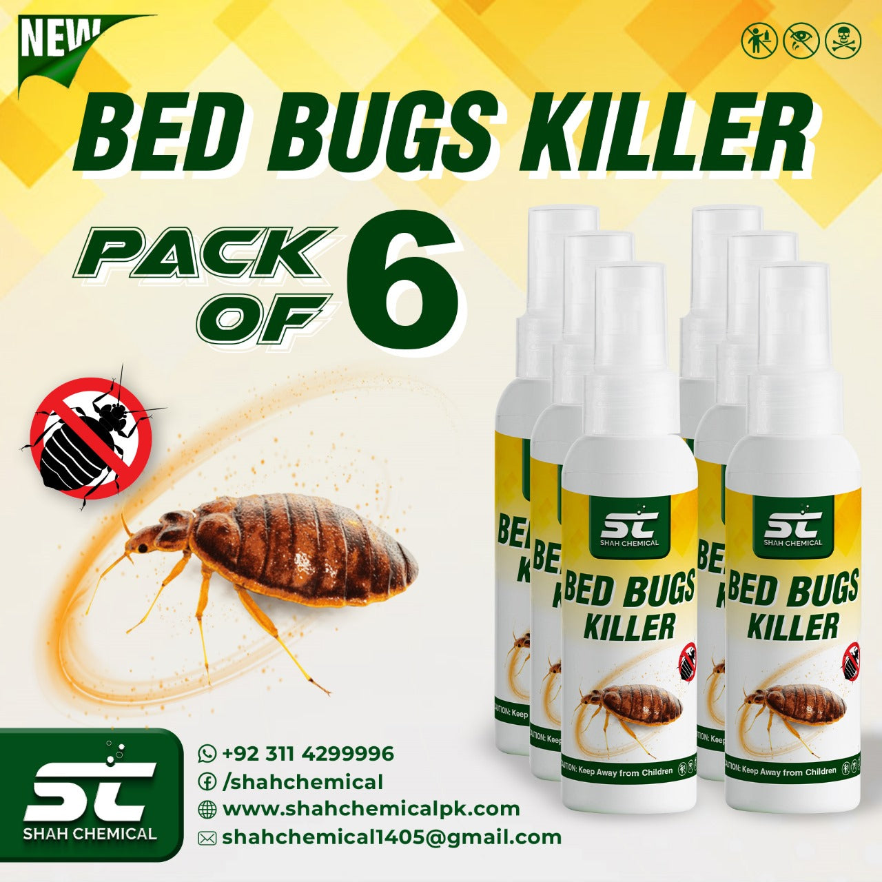 Pack of 6 Beg Bugs Killer Ready For Use Spray - 120 ml