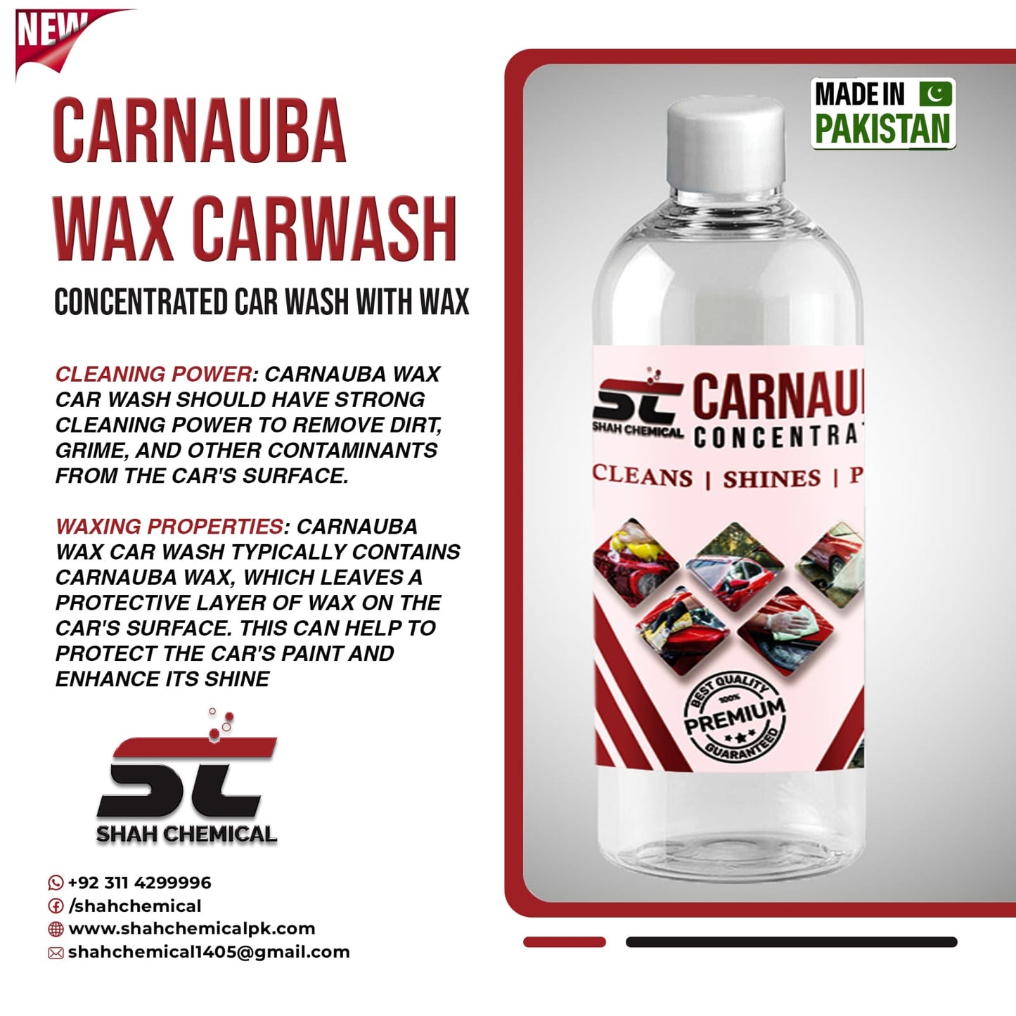 SHAH CHEMICALS Carnauba Wax Car wash & wax shampoo - 1 litre SHAH CHEMICALS 