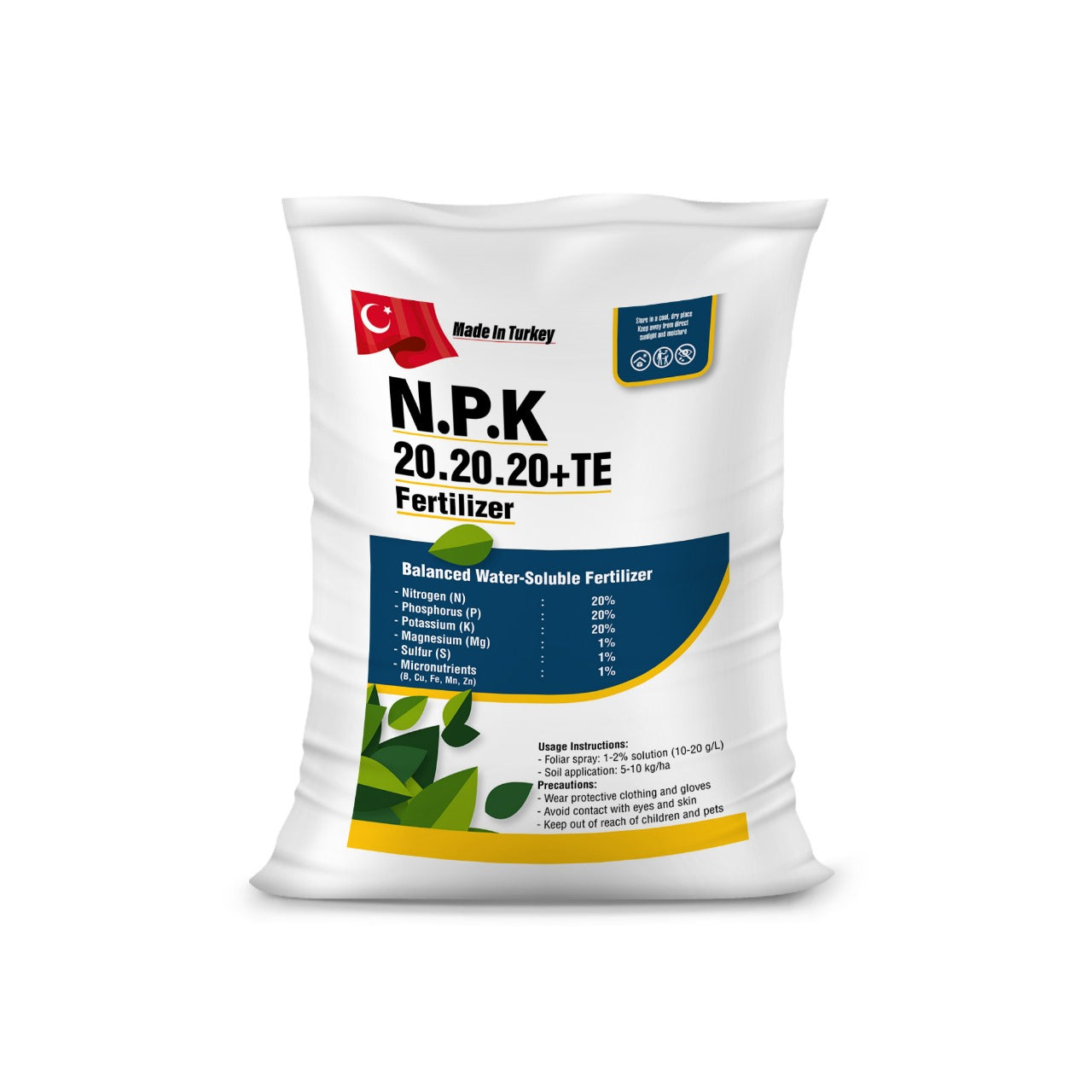 N.P.K 20-20-20+TE  Fertilizer Made In Turkey (Powder Form) - 25 kg Pack