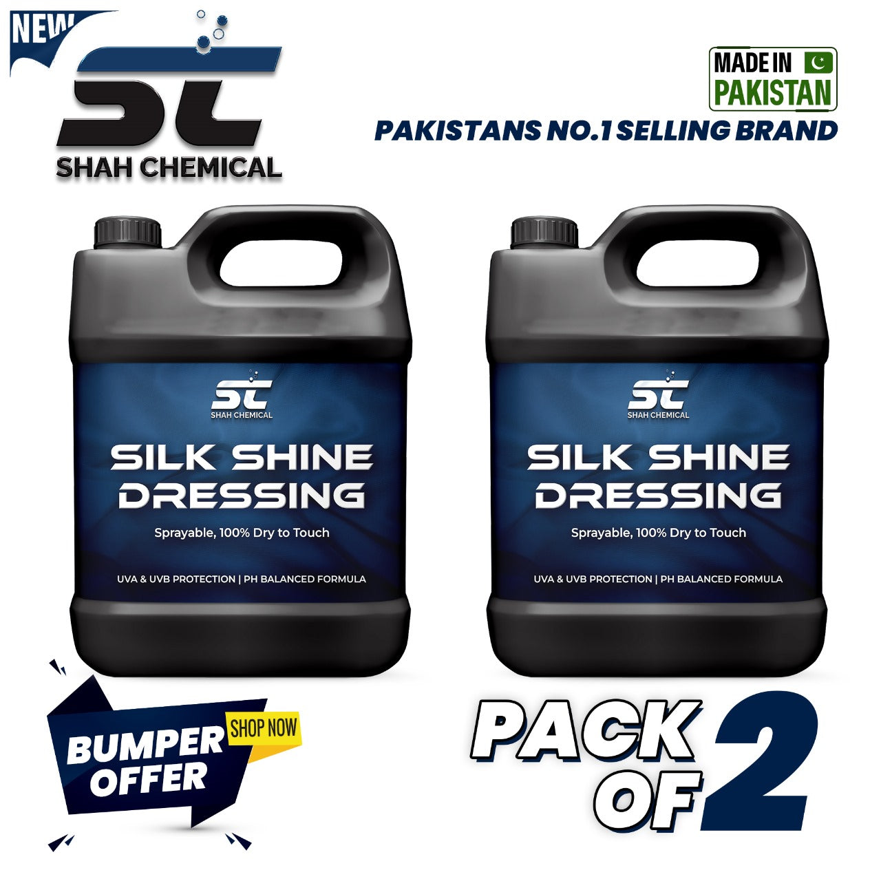 SHAH CHEMICALS Pack of 2 Silk Shine Dressing Mate Polish Anti-Bacterial For Vehichle Interior - 4 litre SHAH CHEMICALS 