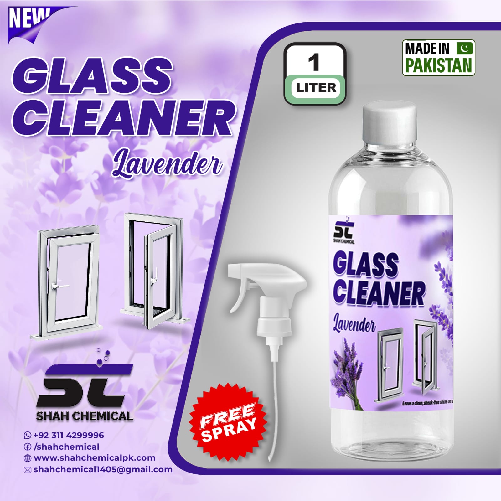 SHAH CHEMICALS High Glossy Shine Glass Cleaner - 1 litre SHAH CHEMICALS 