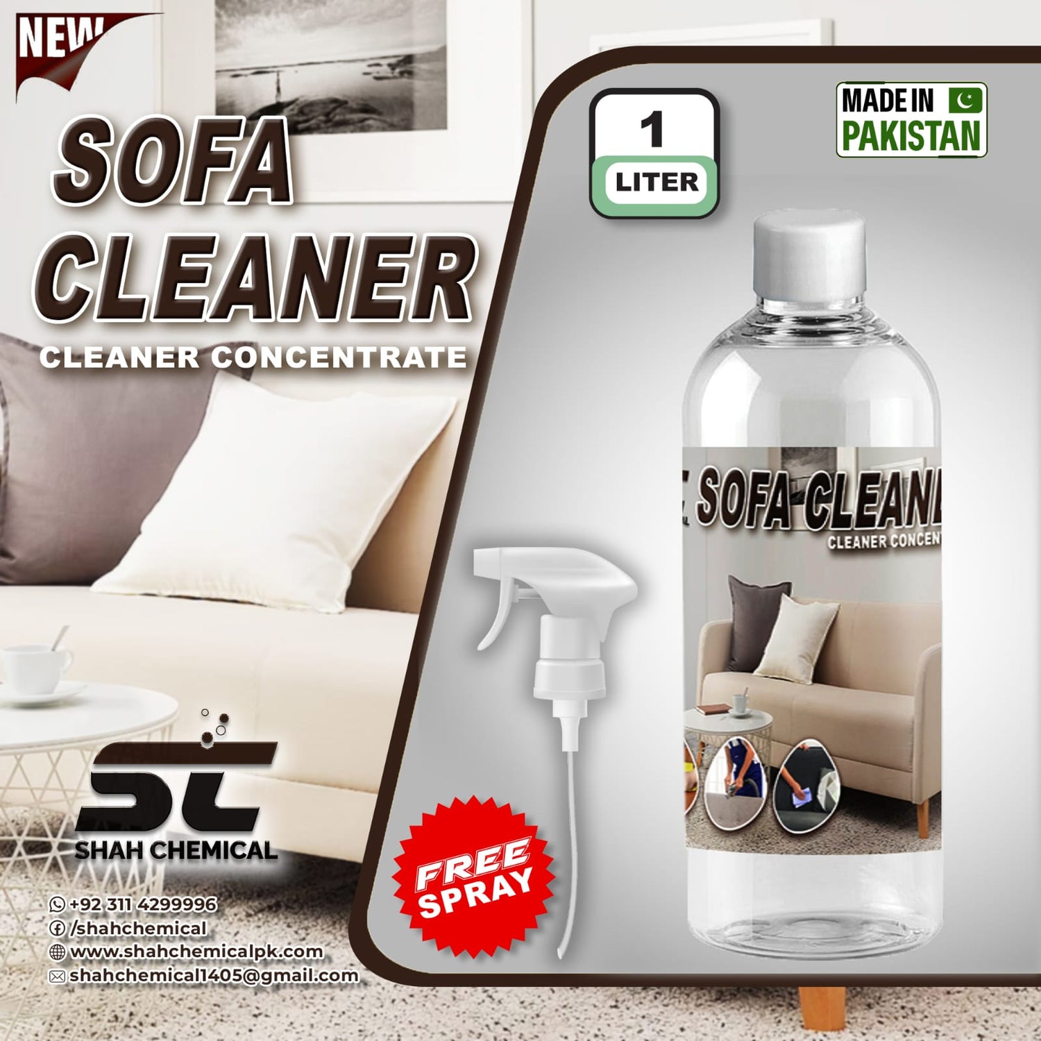 SHAH CHEMICALS Sofa , Chair , Rug , Carpet , All Purpose Cleaner - 1 litre SHAH CHEMICALS 