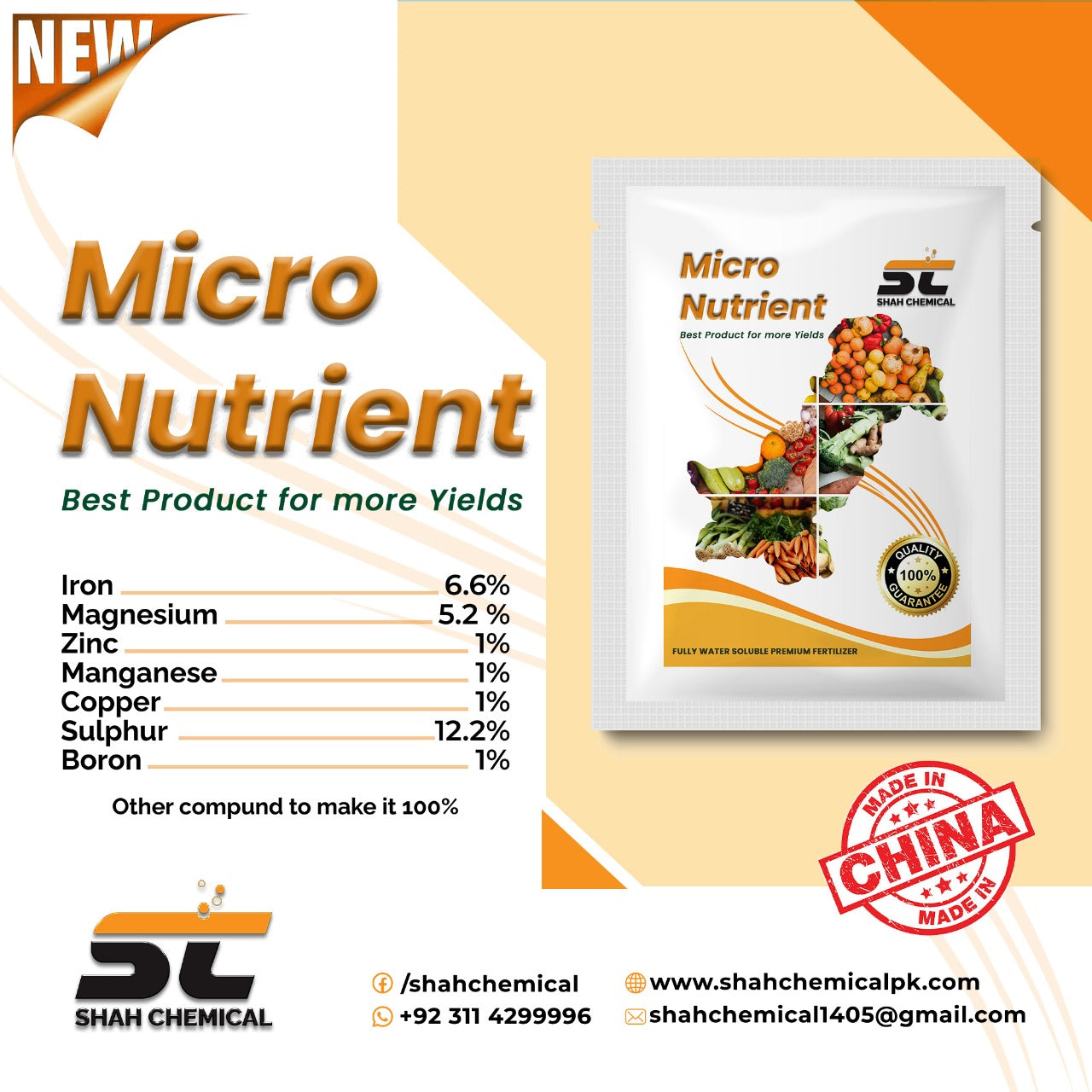 SHAH CHEMICALS Micro Nutrient Fully Water Soluble Premium Fertilizer - 1 kg Pack SHAH CHEMICALS 