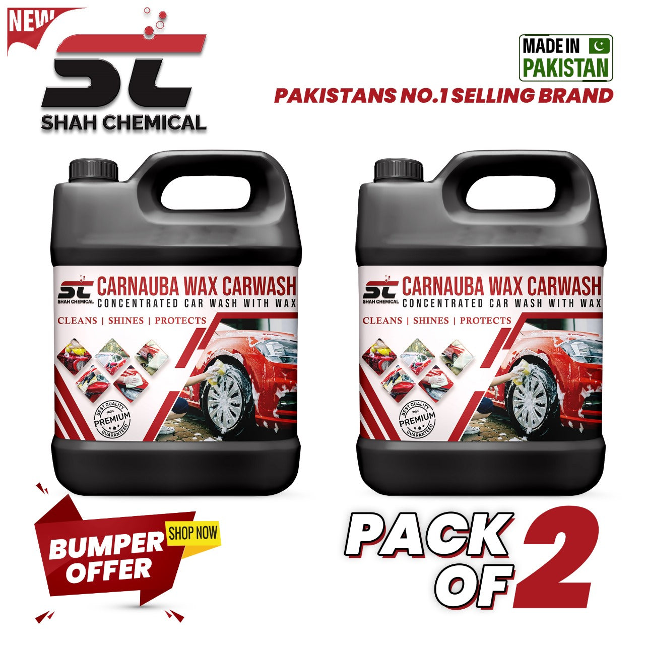 SHAH CHEMICALS Pack of 2 Carnauba Wax Car wash & wax shampoo - 4 litre SHAH CHEMICALS 