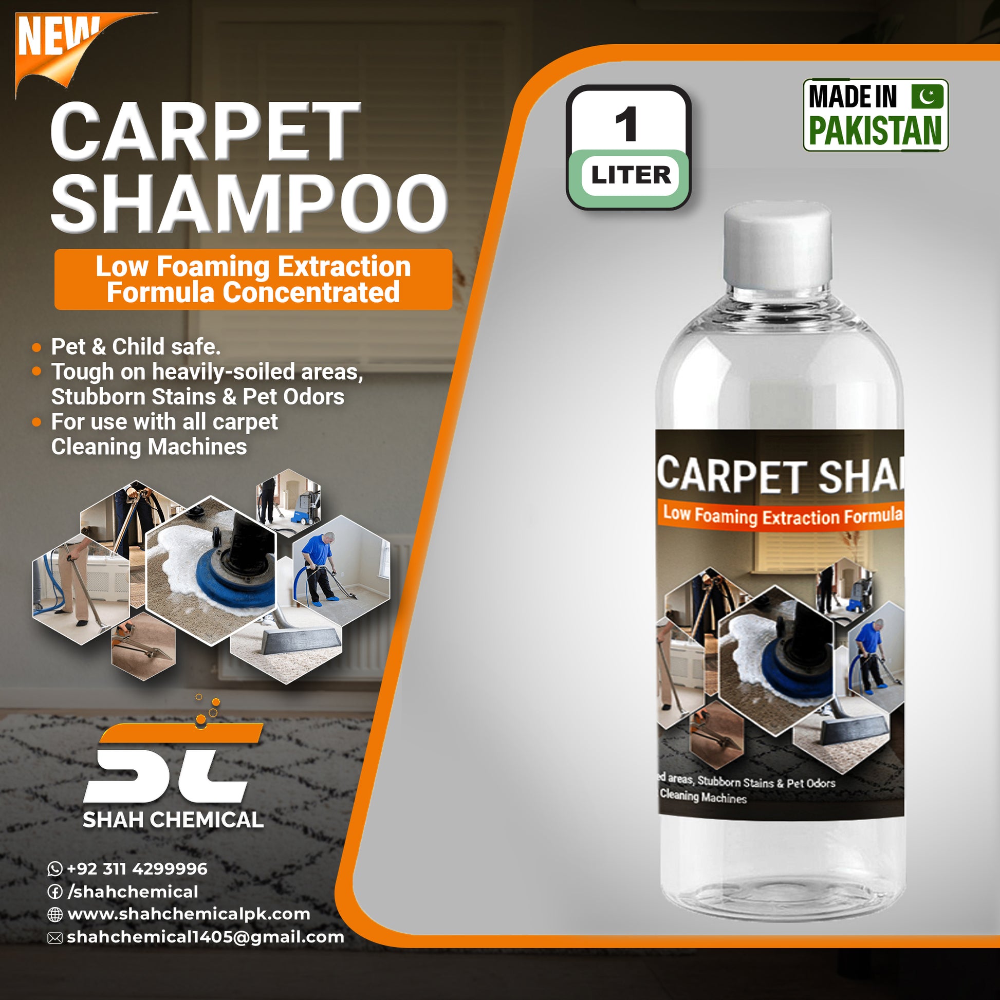 SHAH CHEMICALS Carpet Cleaning shampoo Deeply Cleans and Disinfect - 1 litre SHAH CHEMICALS 