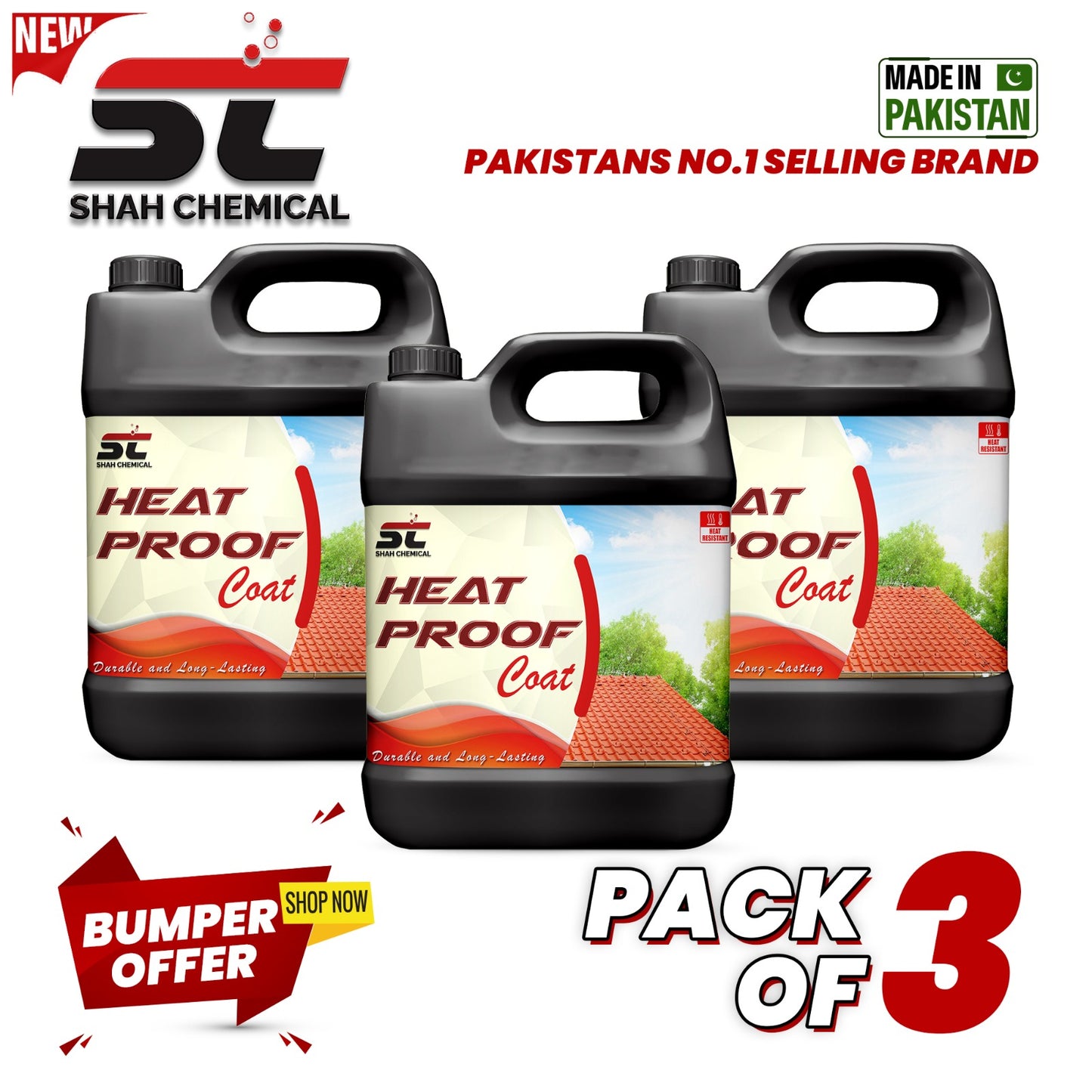 Pack Of 3 Heat Proof Coat - 4 litre