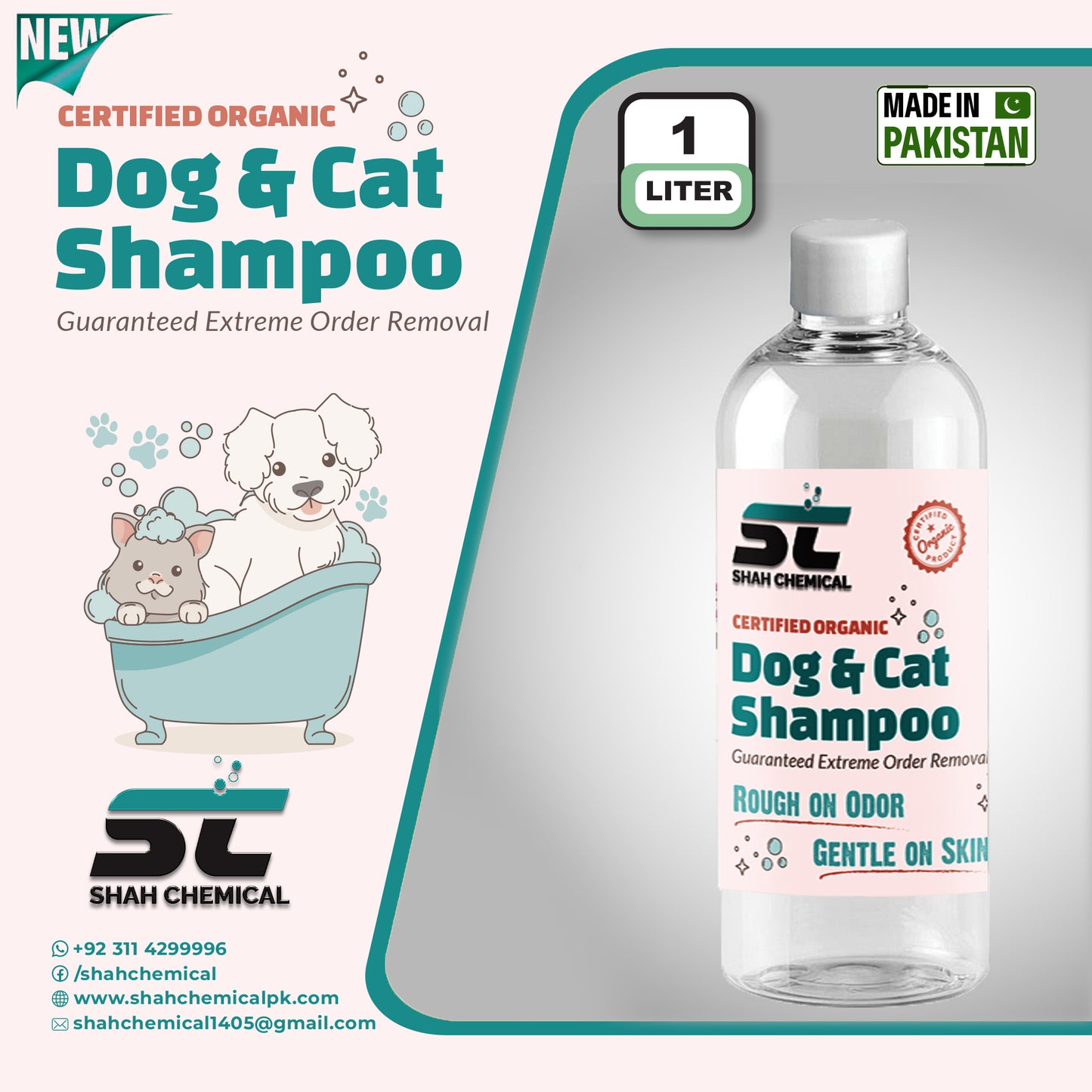 Organic Dogs, Cat and All Pets Shampoo - 1 litre