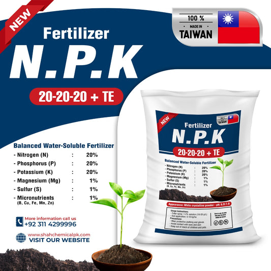 N.P.K 20-20-20+TE  Fertilizer Made In Taiwan (Powder Form) - 25 kg Pack